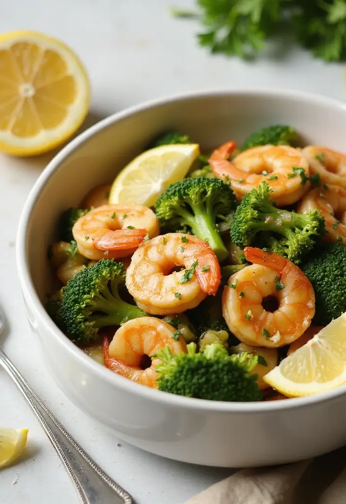 30 High Protein Low Carb Recipes Dinner Ideas 12. Lemon Garlic Shrimp and Broccoli