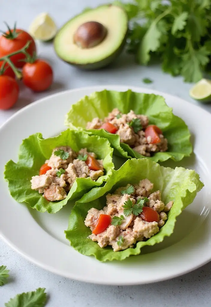 30 High Protein Low Carb Recipes Dinner Ideas 14. Tuna Salad Lettuce Wraps