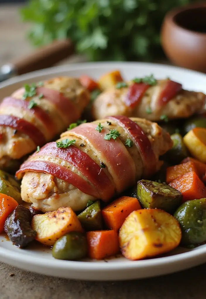 30 High Protein Low Carb Recipes Dinner Ideas 16. Bacon Wrapped Chicken Thighs
