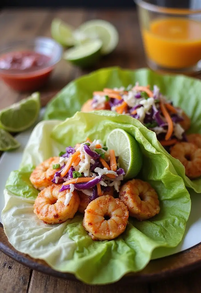 30 High Protein Low Carb Recipes Dinner Ideas 4. Shrimp Tacos with Cabbage Slaw