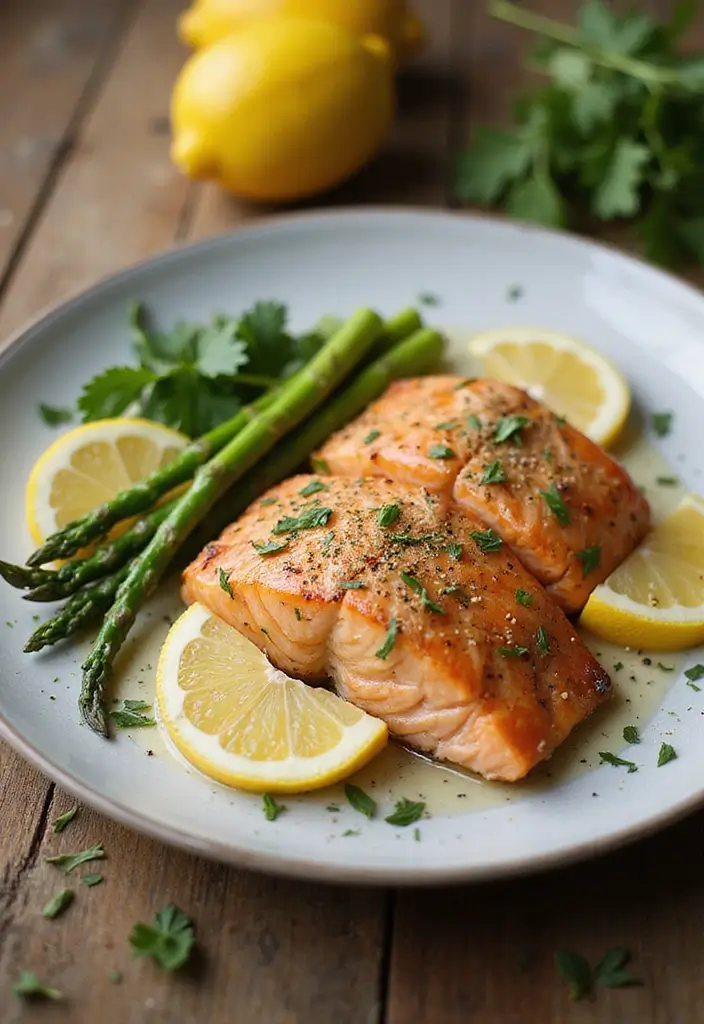 30 High Protein Low Carb Recipes Dinner Ideas 6. Baked Salmon with Asparagus