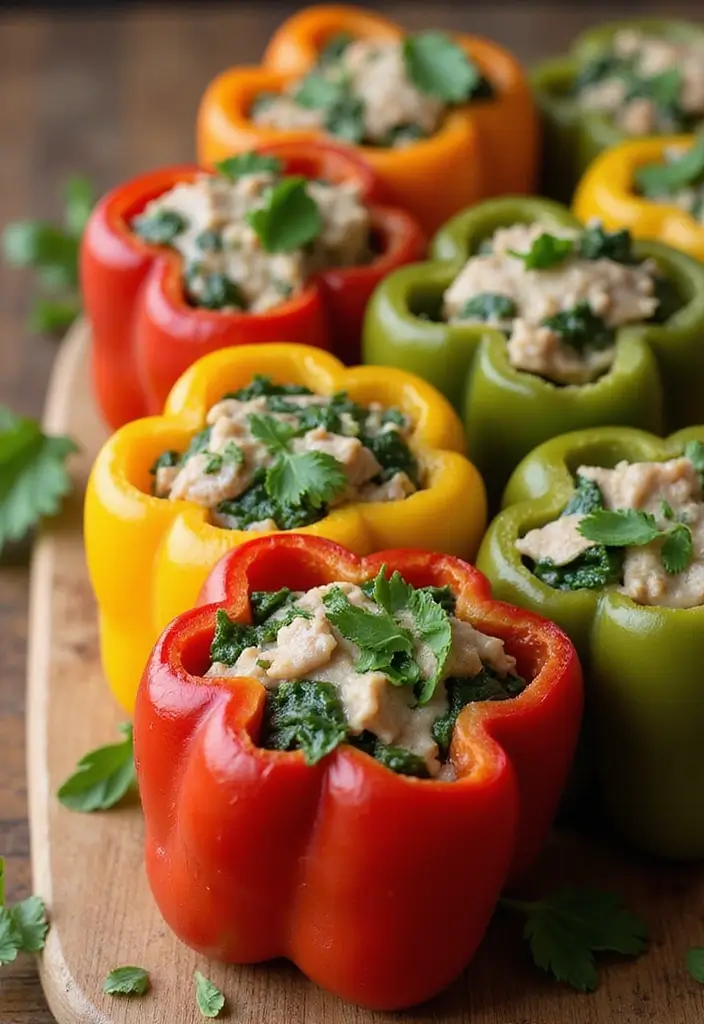 30 High Protein Low Carb Recipes Dinner Ideas 8. Turkey and Spinach Stuffed Peppers