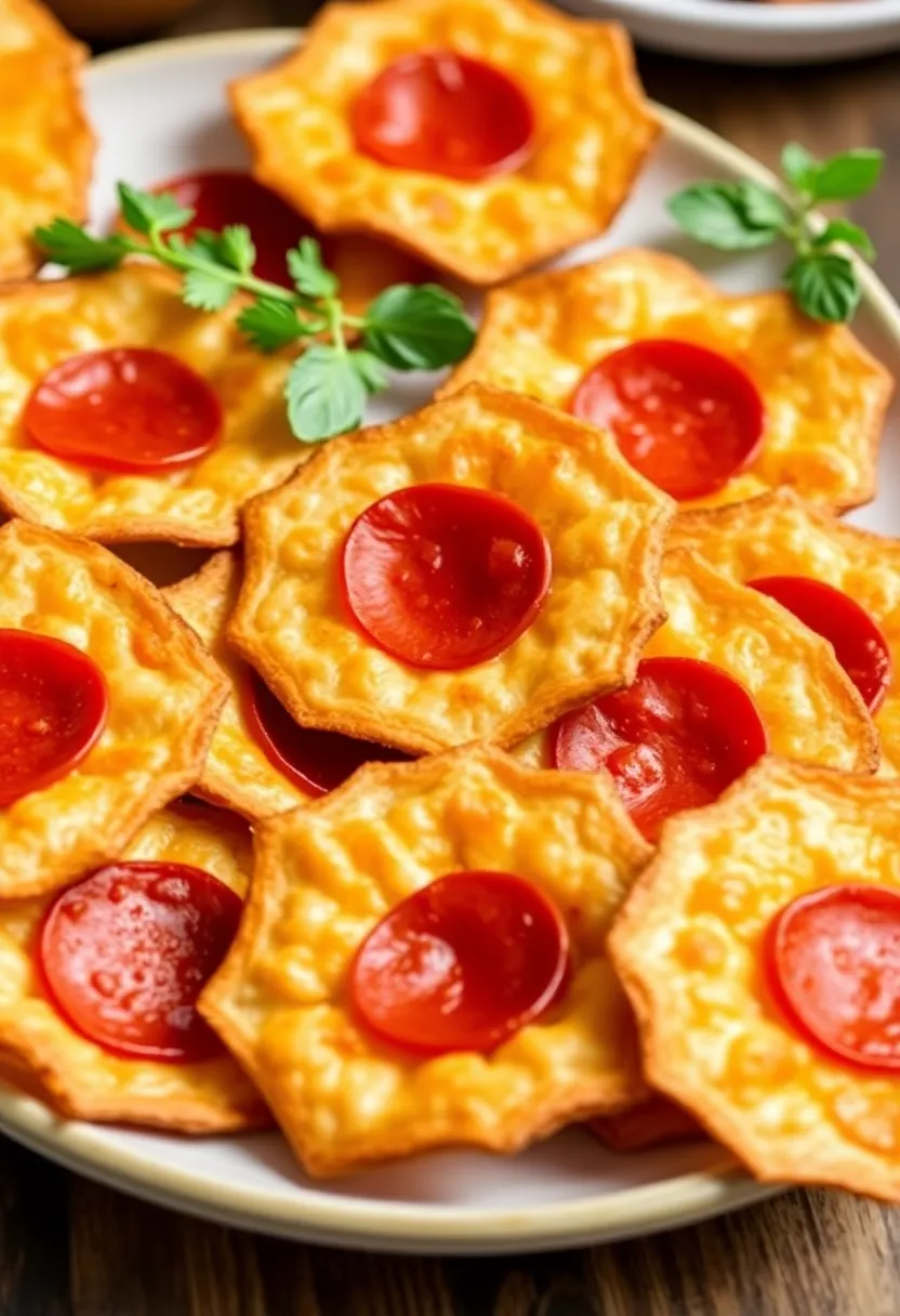 30 High Protein Low Carb Recipes Snacks To Keep You Full - 22. Baked Cheesy Pepperoni Crisps