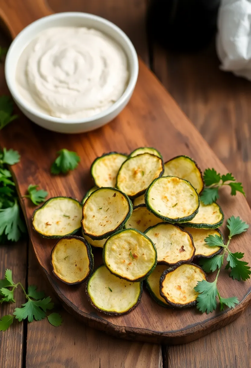 30 High Protein Low Carb Recipes Snacks To Keep You Full - 6. Zucchini Chips with Dip