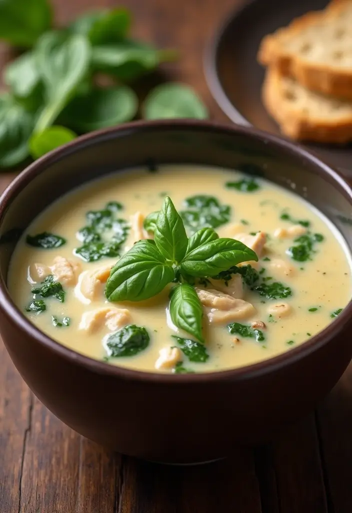 30 High Protein Low Fat Chicken Recipes Lean And Juicy - 10. Creamy Chicken and Spinach Soup