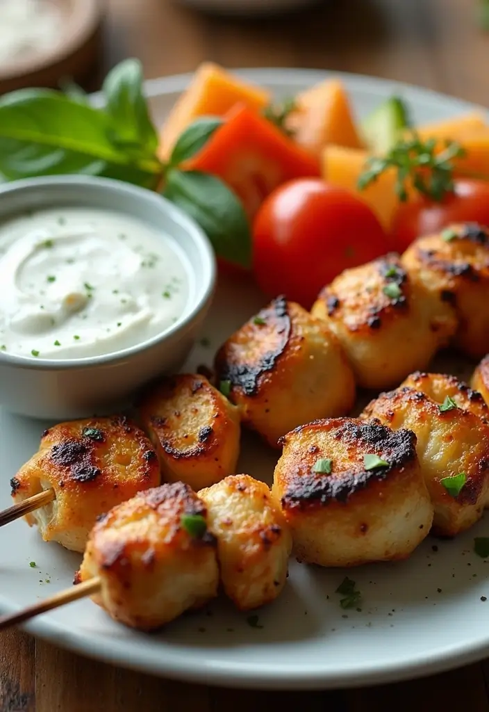30 High Protein Low Fat Chicken Recipes Lean And Juicy - 24. Chicken Souvlaki with Tzatziki