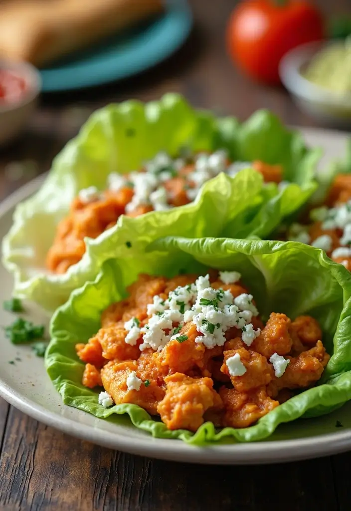 30 High Protein Low Fat Chicken Recipes Lean And Juicy - 29. Buffalo Chicken Lettuce Wraps