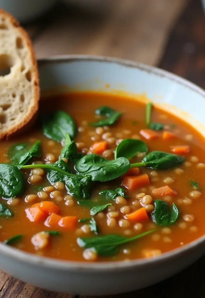 30 High Protein Vegan Gluten Free Recipes Plant Based Power 3. Lentil Soup with Spinach