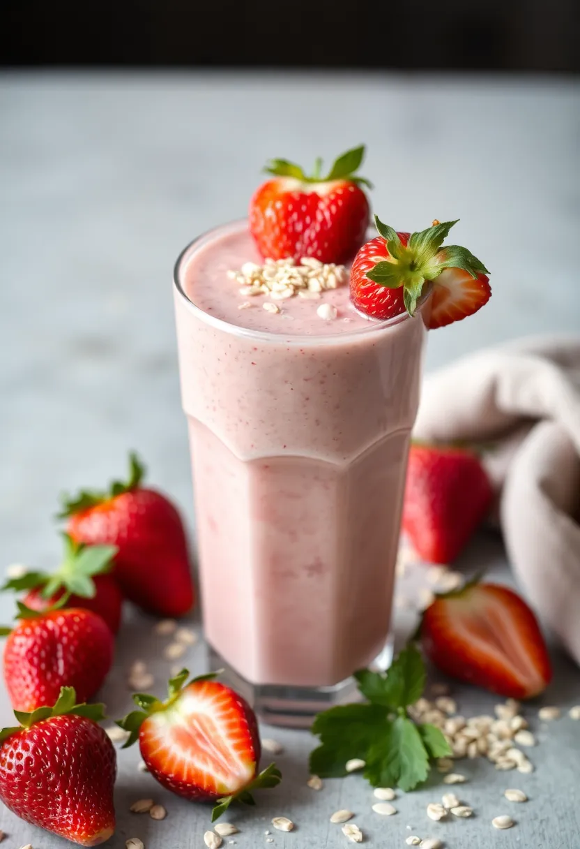 30 Low Calorie High Protein Smoothie Recipes Refreshing and Healthy 20. Strawberry Oat Smoothie