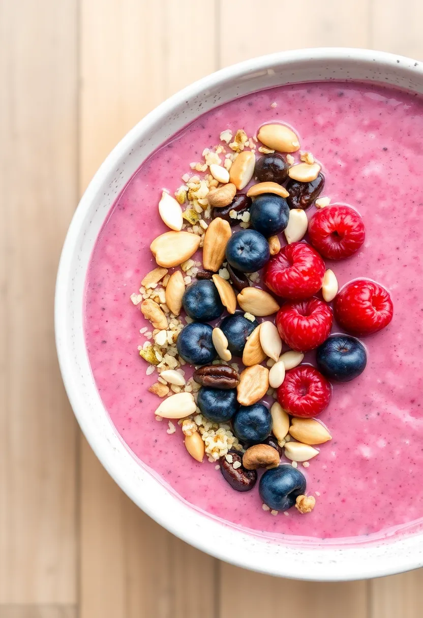30 Vegetarian Recipes Healthy Low Carb High Protein Breakfast Ideas - 19. Quinoa Berry Smoothie Bowl