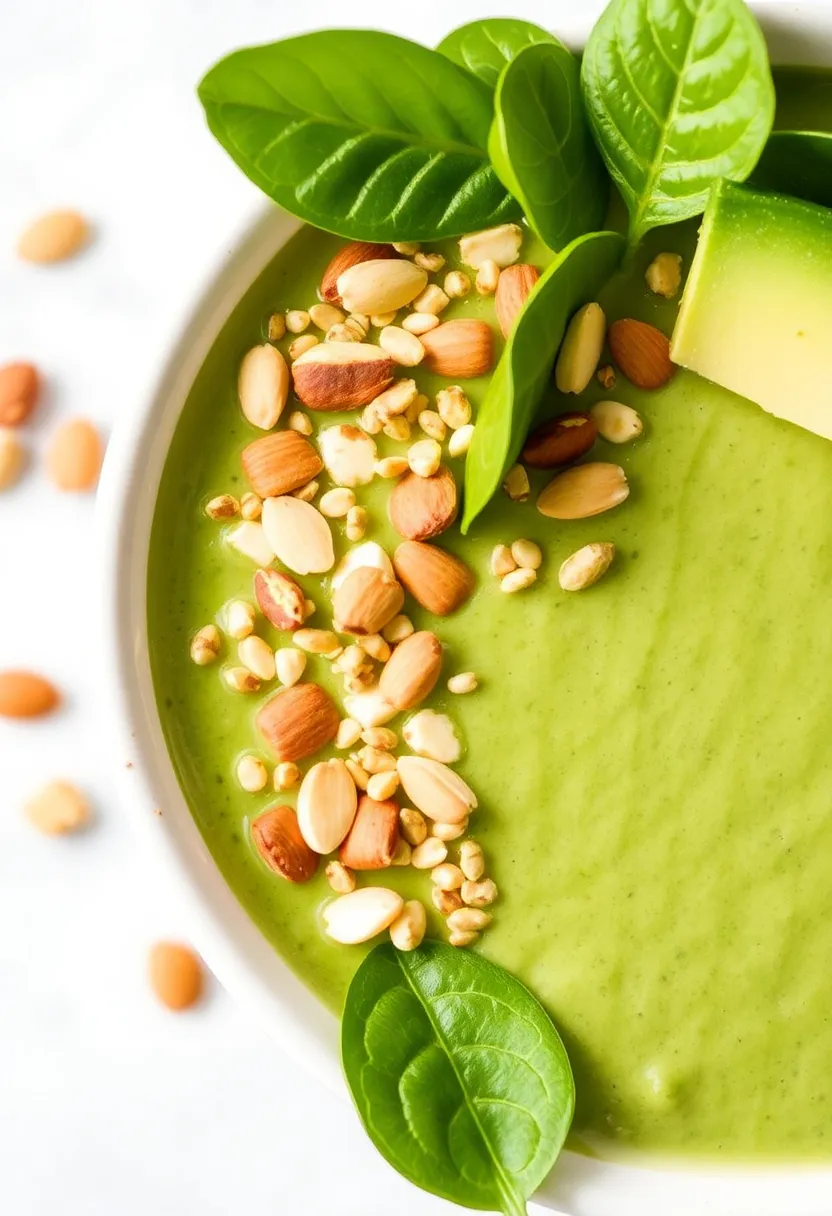 30 Vegetarian Recipes Healthy Low Carb High Protein Breakfast Ideas - 20. Spinach Avocado Smoothie Bowl
