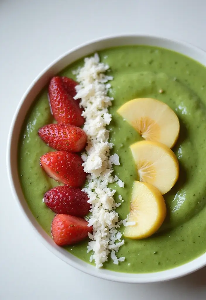 30 Vegetarian Recipes Healthy Low Carb High Protein Breakfast Ideas - 3. Tropical Green Smoothie Bowl