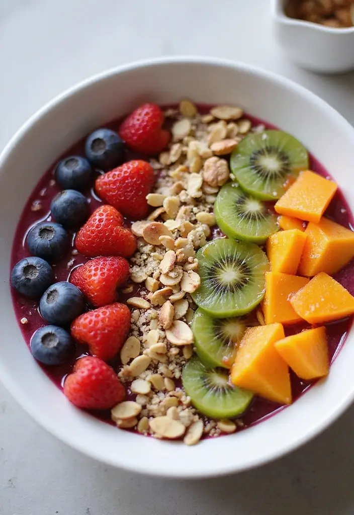 30 High Protein Low Carb Breakfast Recipes with Greek Yogurt - 2. Protein-Packed Smoothie Bowl