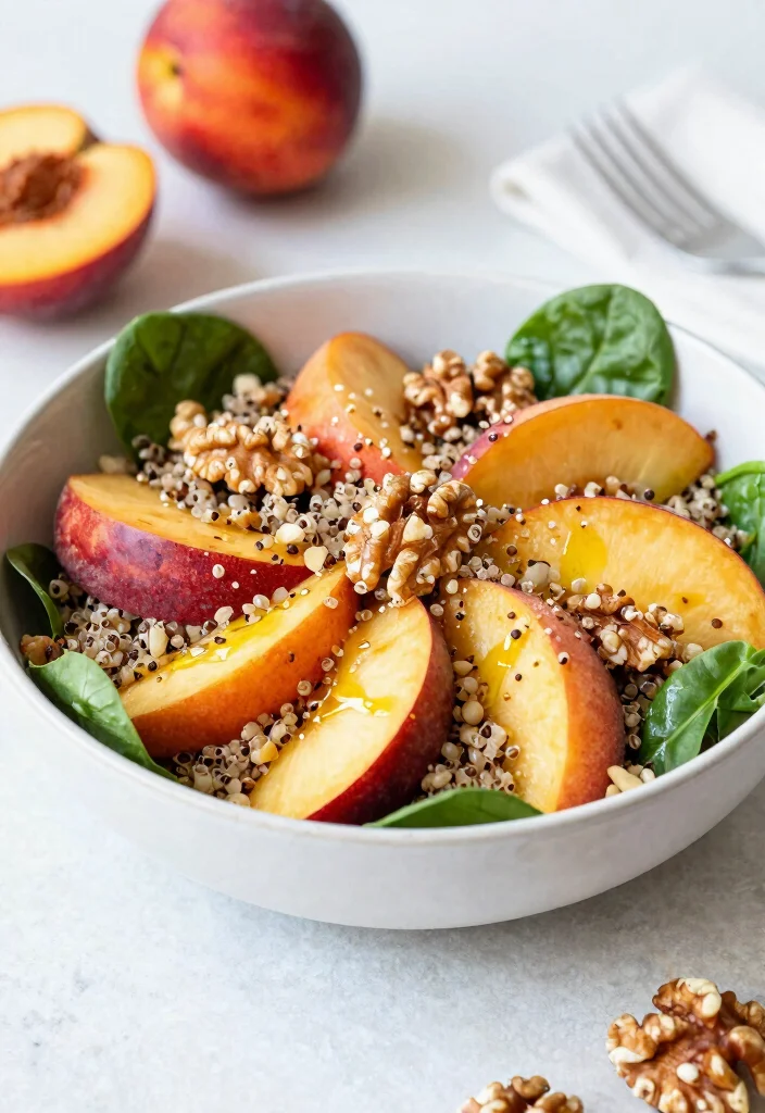10 Healthy Nectarine Recipes for Fresh Seasonal Eating - 7. Nectarine and Spinach Quinoa Salad 1