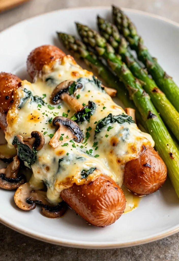 10 Keto Brat Recipes for Savory Low Carb Meals - 10. Cheesy Mushroom and Spinach Bratwurst 1