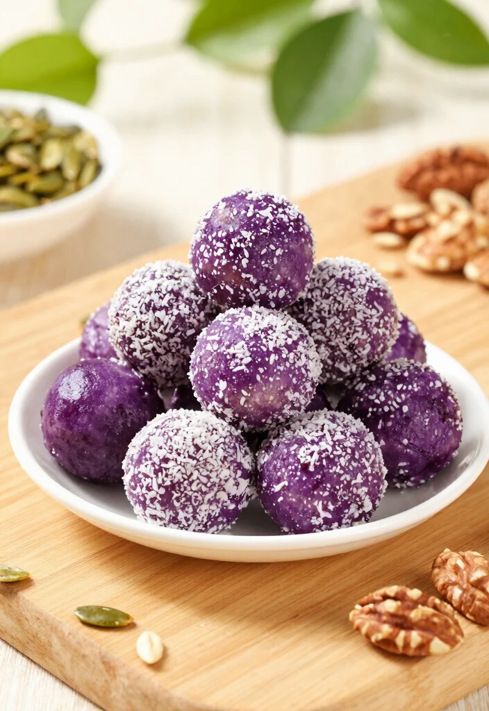 10 Vegan Purple Sweet Potato Recipes for Colorful Plates - 10. Purple Sweet Potato Energy Balls 1