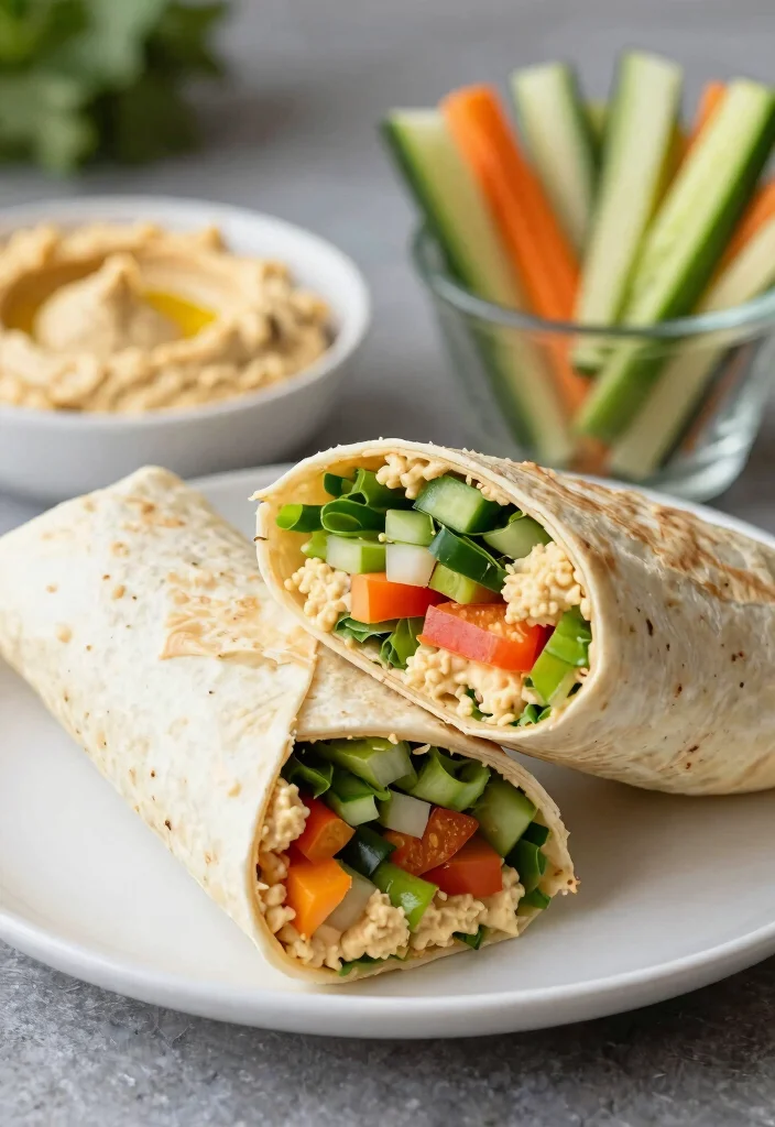10 Vegan Tortilla Wrap Recipes for Easy Meals on the Go 3. Hummus Veggie Wrap 0