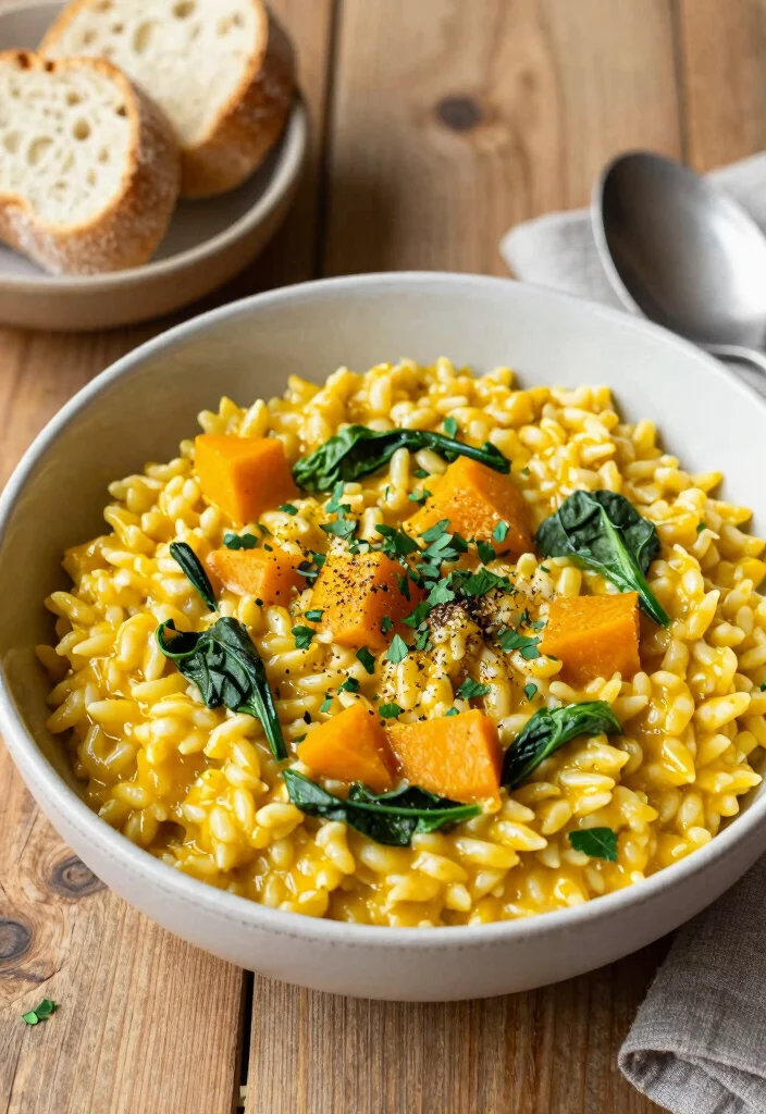 12 Dairy Free Vegan Recipes for Clean Plant Based Eating - 8. Butternut Squash & Spinach Risotto 1