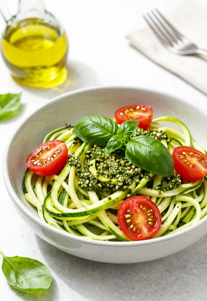 12 Healthy Lunch Idea Recipes for Easy Midday Meals - 8. Zucchini Noodles with Pesto 1