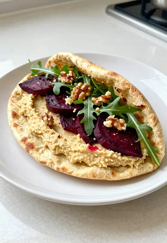 12 Healthy Pita Recipes for Simple Balanced Eating - 3. Hummus and Roasted Beet Pita 1