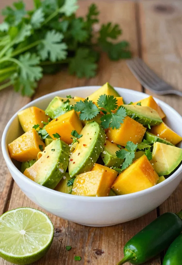 12 Vegan Mango Recipes for Sweet and Savory Balance 34 12 Vegan Mango Recipes for Sweet and Savory Balance - 4. Spicy Mango Avocado Salad 1