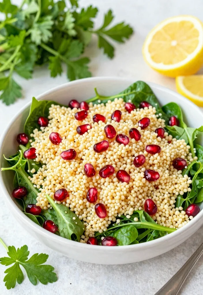 12 Vegan Pearl Couscous Recipes for Light Mediterranean Meals 10. Couscous and Pomegranate Salad 0